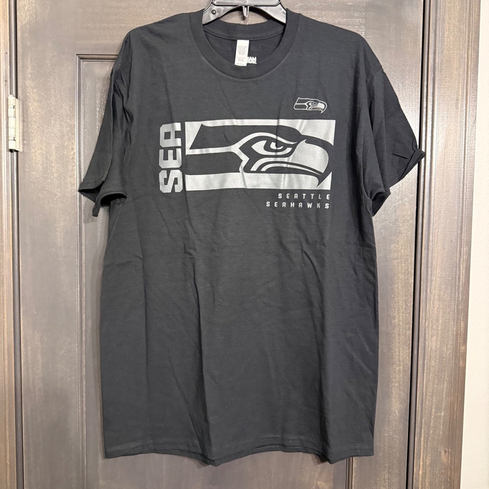 Team Apparel Seattle Seahawks NFL Graphic T-Shirt Black Mens Large L